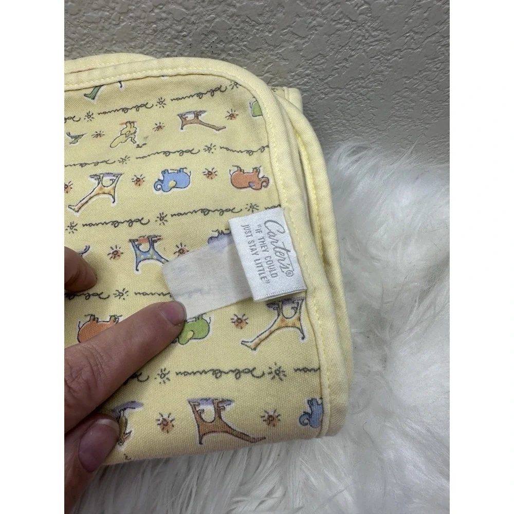 $32 🌙 Vintage Carter's John Lennon Giraffe Yellow Baby Blanket Flaw Cotton